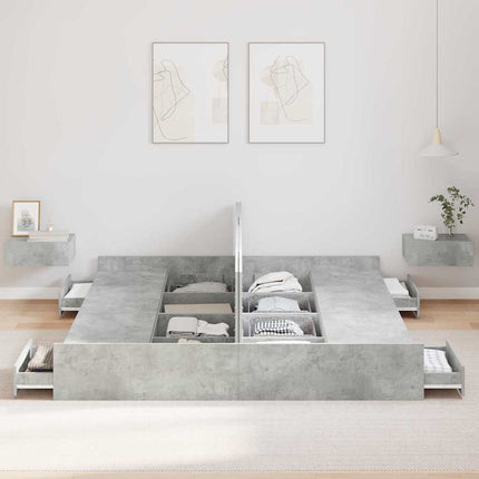 Seng med opbevaring Beton Grå 180 x 200 cm Konstrueret træ