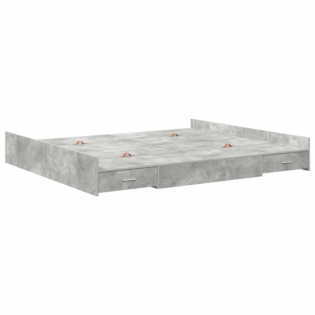Seng med opbevaring Beton Grå 180 x 200 cm Konstrueret træ