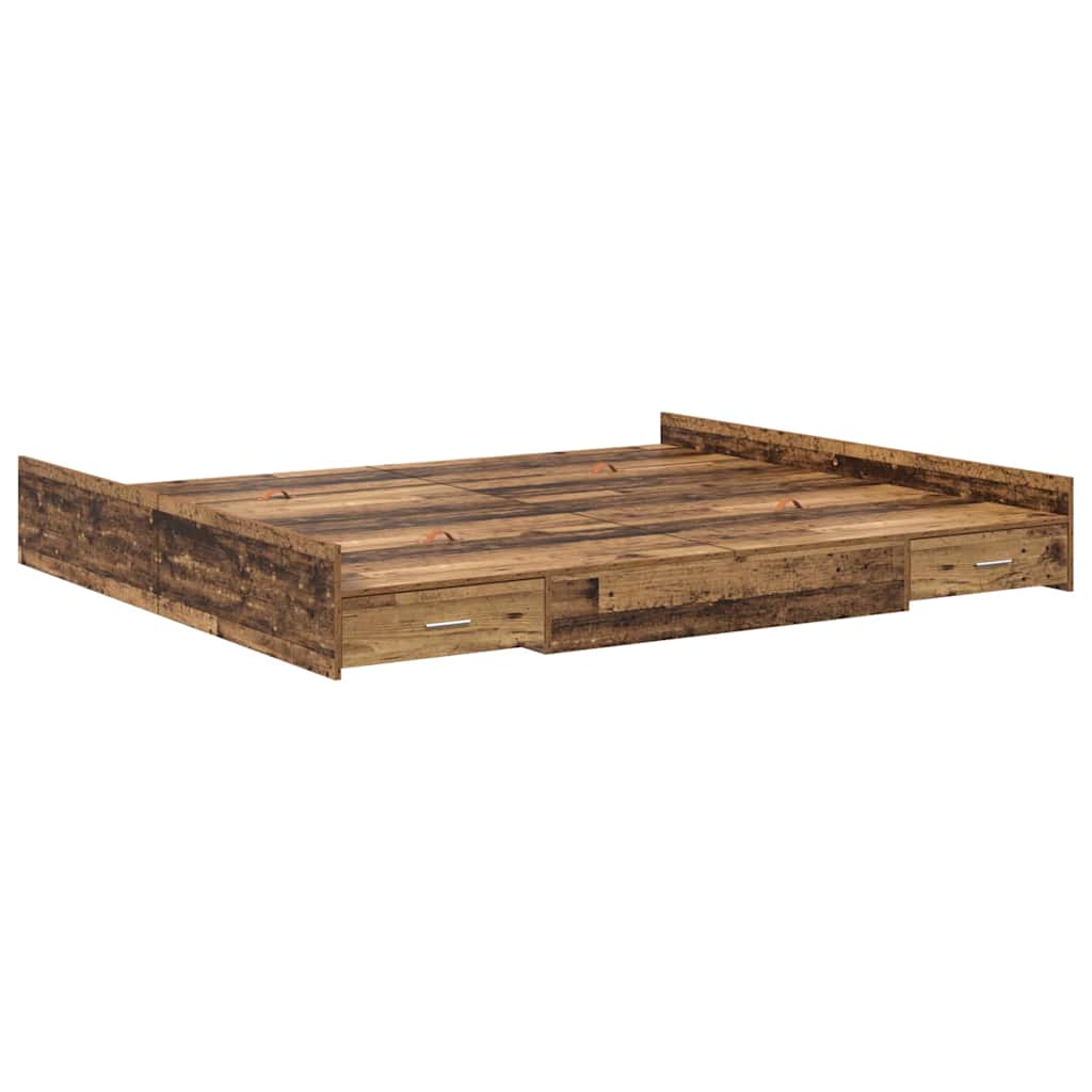 Seng med opbevaring Gammelt træ 180 x 200 cm Konstrueret træ