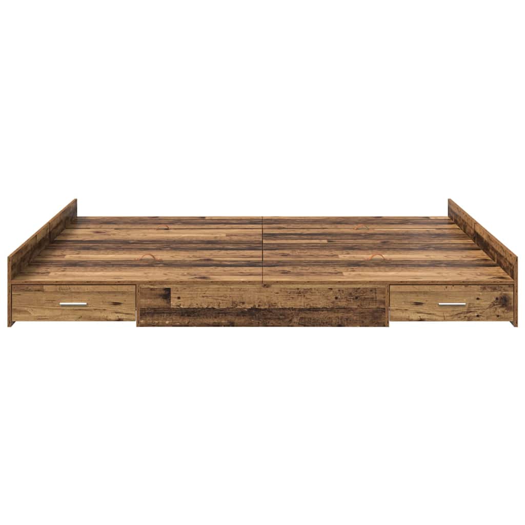 Seng med opbevaring Gammelt træ 180 x 200 cm Konstrueret træ