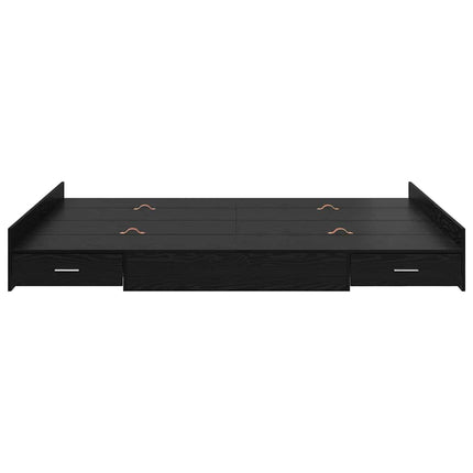 Seng med opbevaring Sort eg 160 x 200 cm Konstrueret træ