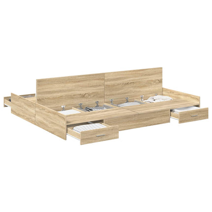 Seng med opbevaring Sonoma eg 160 x 200 cm Konstrueret træ