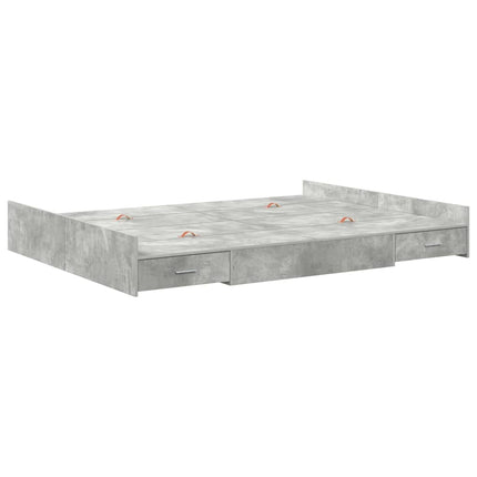 Seng med opbevaring Beton Grå 160 x 200 cm Konstrueret træ
