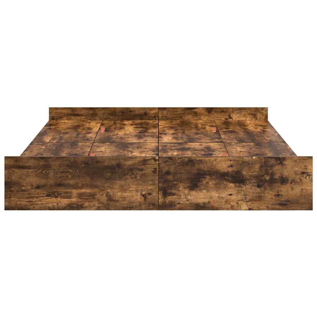 Seng med opbevaring Røget eg 160 x 200 cm Konstrueret træ