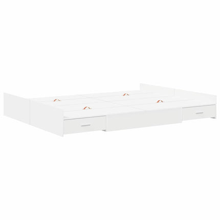 Seng med opbevaring med dør Hvid 150 x 200 cm Konstrueret træ