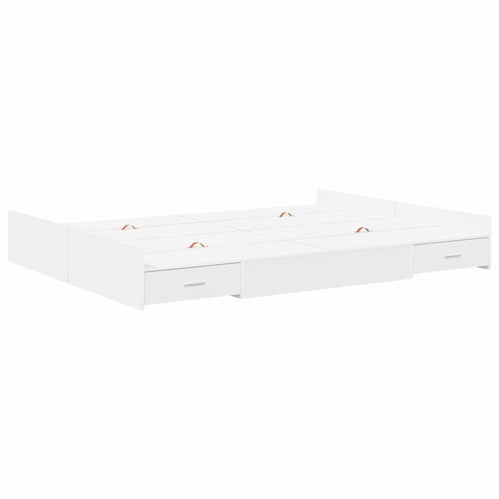 Seng med opbevaring Hvid 150 x 200 cm Konstrueret træ
