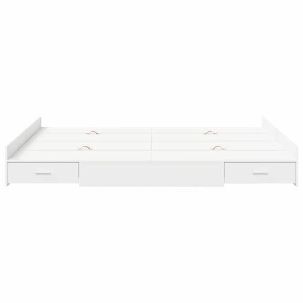 Seng med opbevaring med dør Hvid 150 x 200 cm Konstrueret træ