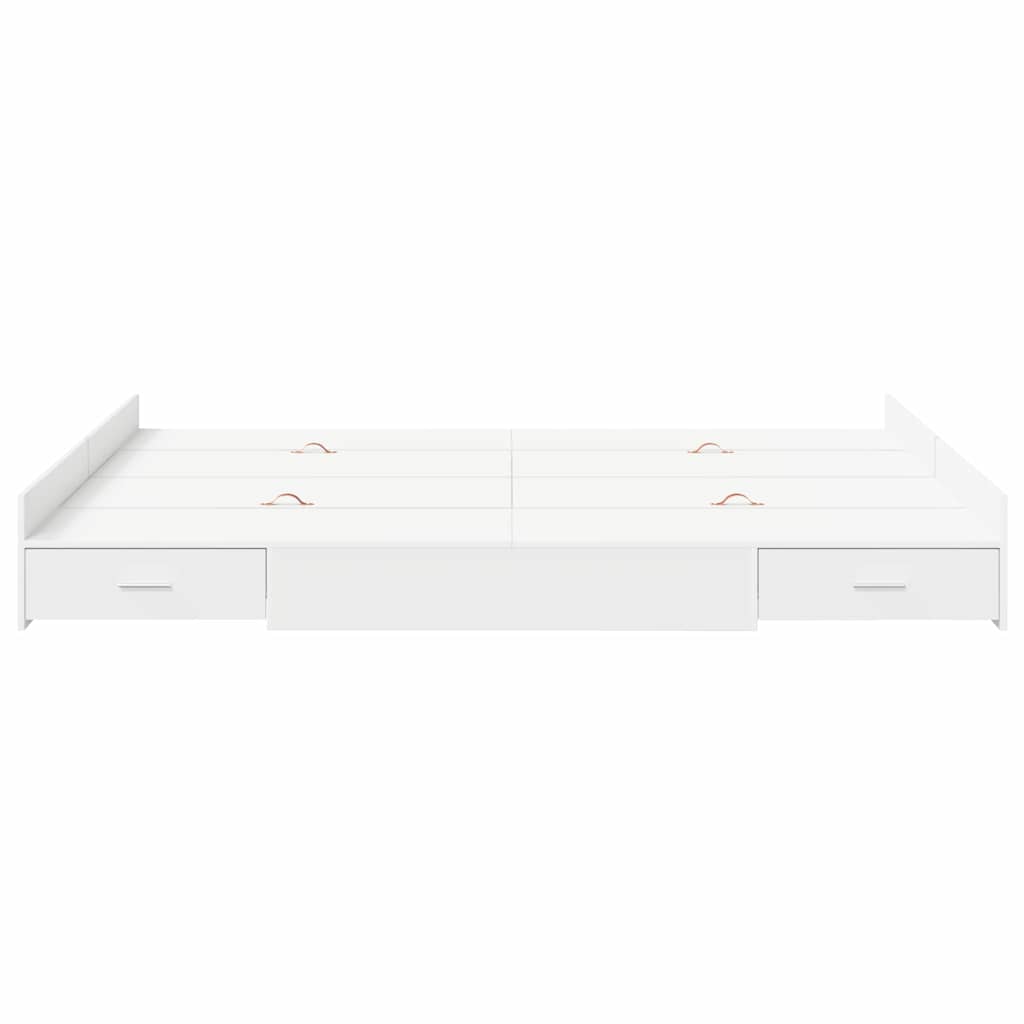 Seng med opbevaring Hvid 150 x 200 cm Konstrueret træ