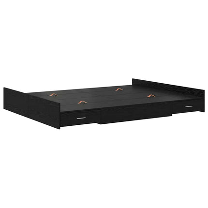 Seng med opbevaring Sort eg 150 x 200 cm Konstrueret træ
