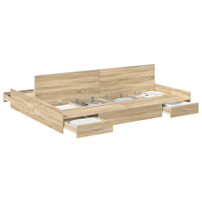 Seng med opbevaring Sonoma eg 150 x 200 cm Konstrueret træ