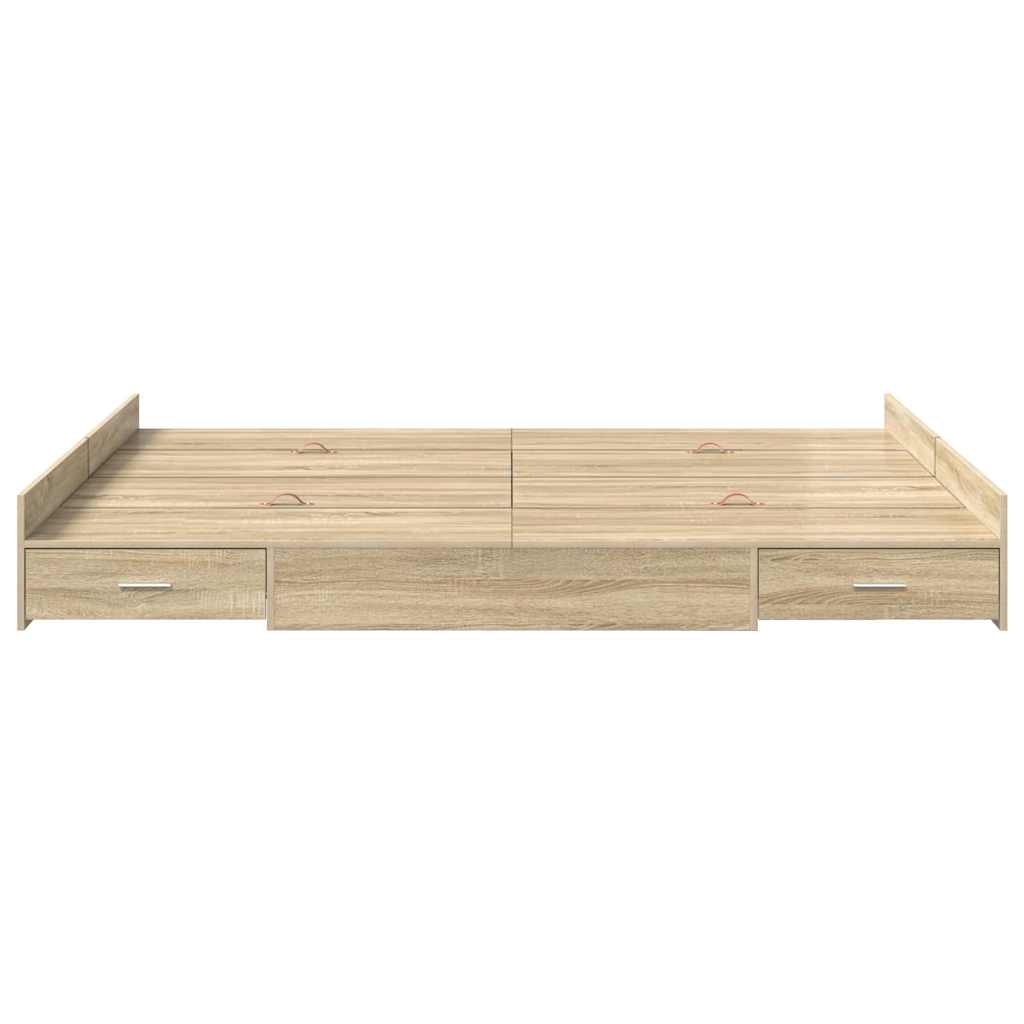 Seng med opbevaring Sonoma eg 150 x 200 cm Konstrueret træ