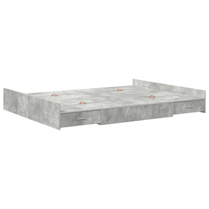 Seng med opbevaring Beton Grå 150 x 200 cm Konstrueret træ