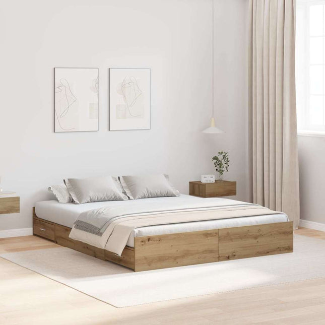 Seng med opbevaring Artisan Egetræ 150 x 200 cm Konstrueret træ