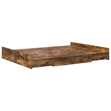 Seng med opbevaring Røget eg 140 x 200 cm Konstrueret træ