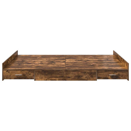 Seng med opbevaring Røget eg 140 x 200 cm Konstrueret træ
