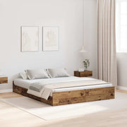 Seng med opbevaring Gammelt træ 140 x 200 cm Konstrueret træ