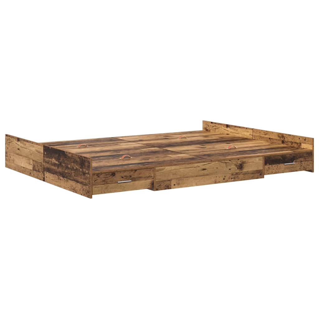 Seng med opbevaring Gammelt træ 140 x 200 cm Konstrueret træ