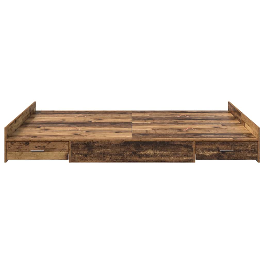 Seng med opbevaring Gammelt træ 140 x 200 cm Konstrueret træ