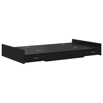 Seng med opbevaring Sort eg 120 x 200 cm Konstrueret træ