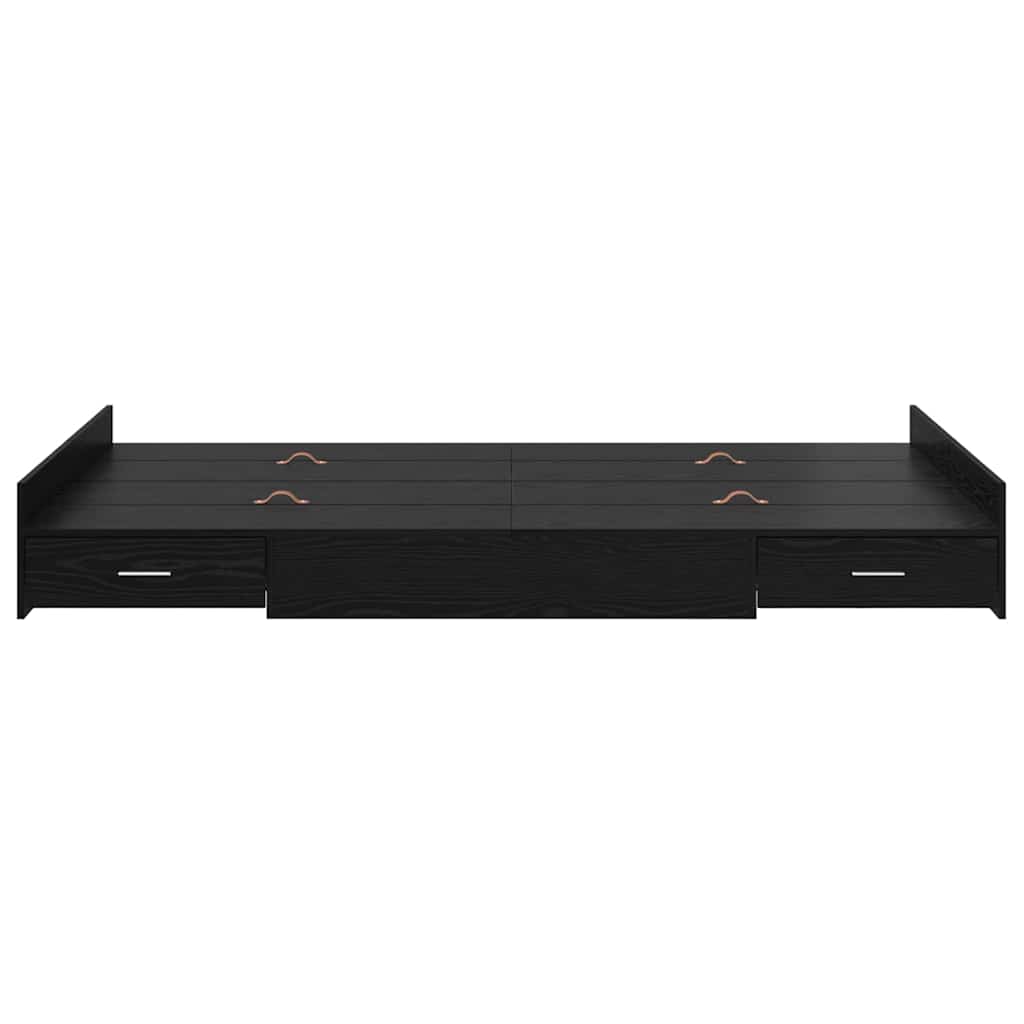 Seng med opbevaring Sort eg 120 x 200 cm Konstrueret træ
