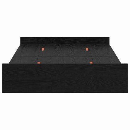 Seng med opbevaring Sort eg 120 x 200 cm Konstrueret træ