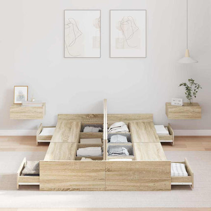Seng med opbevaring Sonoma eg 120 x 200 cm Konstrueret træ