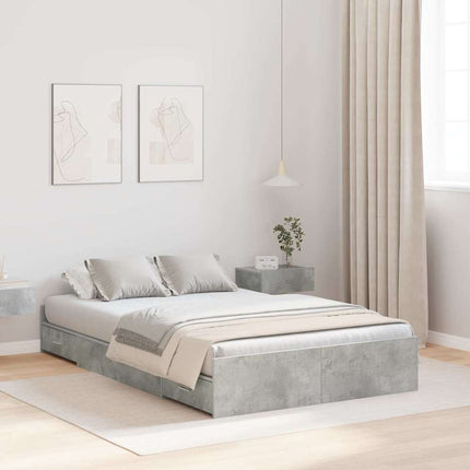 Seng med opbevaring Beton Grå 120 x 200 cm Konstrueret træ
