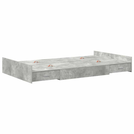 Seng med opbevaring Beton Grå 120 x 200 cm Konstrueret træ