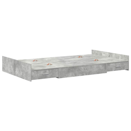 Seng med opbevaring Beton Grå 120 x 200 cm Konstrueret træ