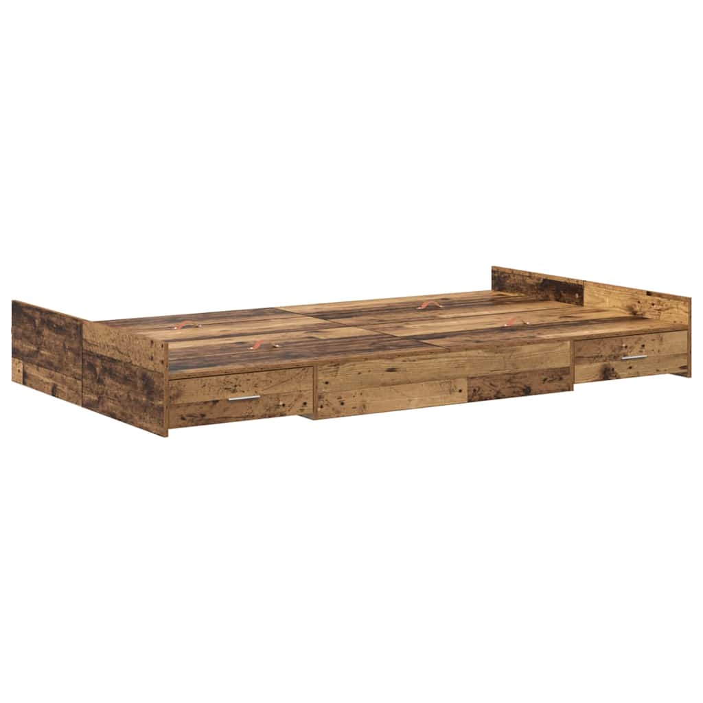 Seng med opbevaring Gammelt træ 120 x 200 cm Konstrueret træ