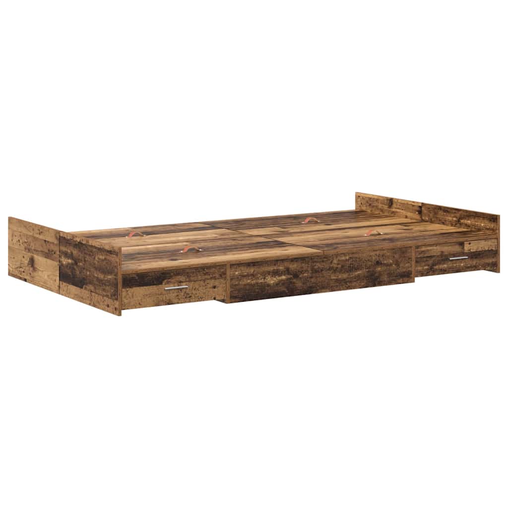 Seng med opbevaring Gammelt træ 120 x 200 cm Konstrueret træ