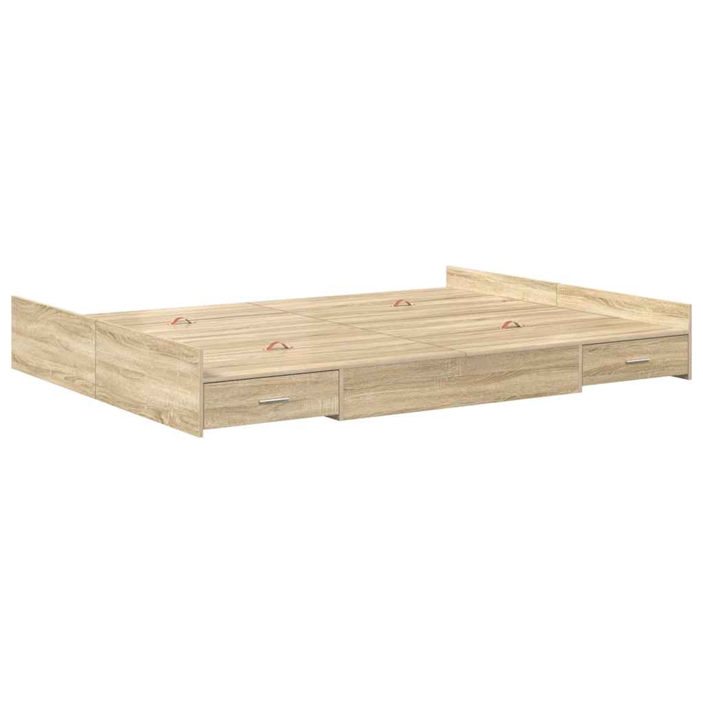 Seng med opbevaring Sonoma eg 140 x 190 cm Konstrueret træ