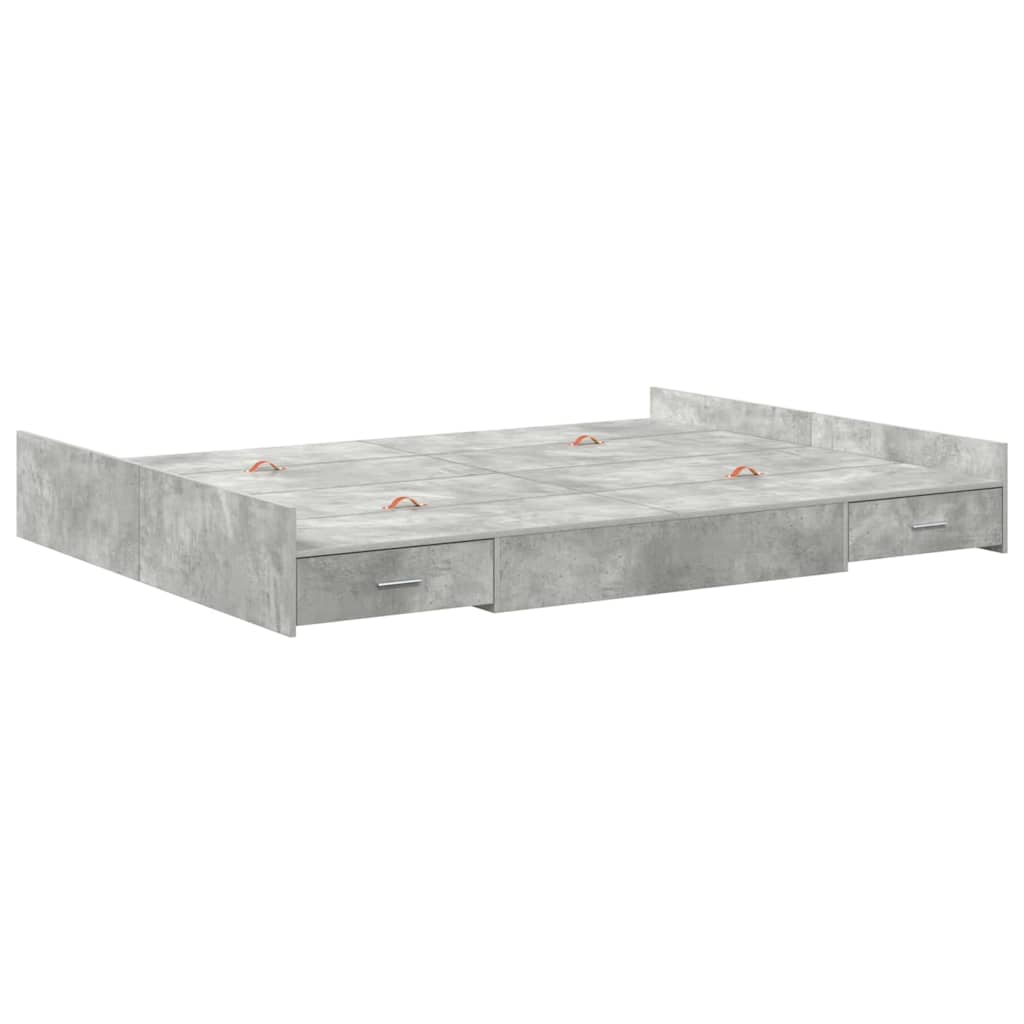 Seng med opbevaring Beton Grå 140 x 190 cm Konstrueret træ