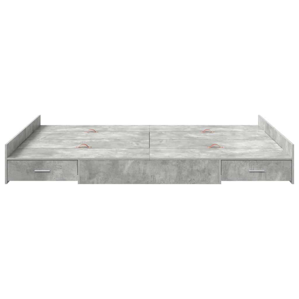 Seng med opbevaring Beton Grå 140 x 190 cm Konstrueret træ