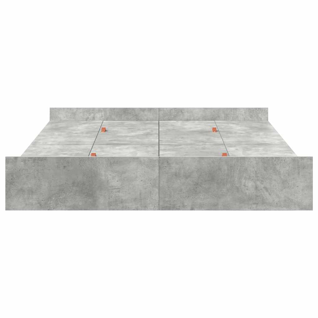 Seng med opbevaring Beton Grå 140 x 190 cm Konstrueret træ