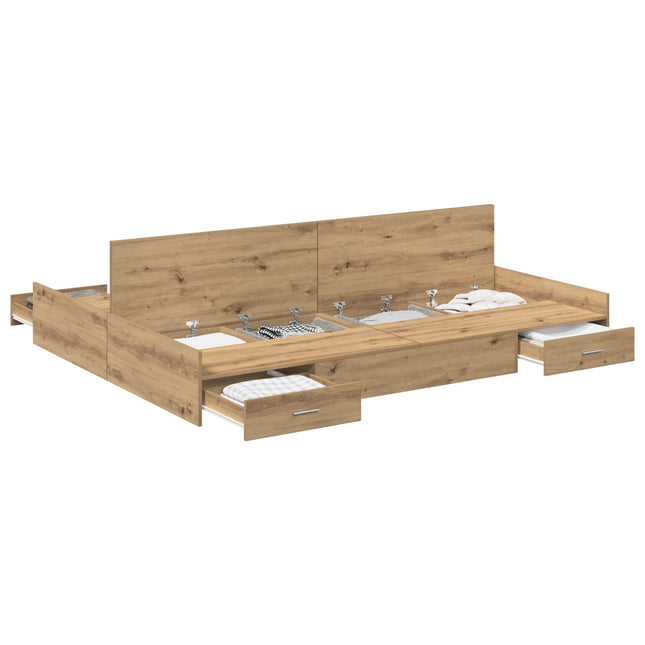 Seng med opbevaring Artisan Egetræ 140 x 190 cm Konstrueret træ