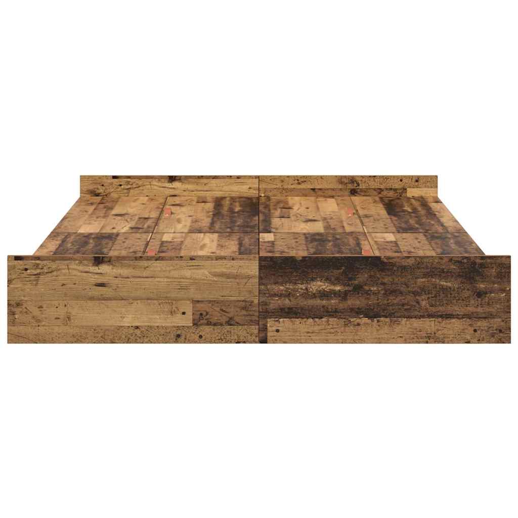 Seng med opbevaring Gammelt træ 135 x 190 cm Konstrueret træ