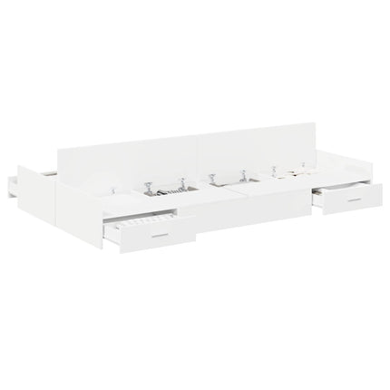 Seng med opbevaring med dør Hvid 120 x 190 cm Konstrueret træ