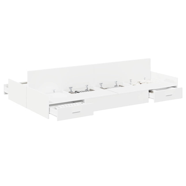 Seng med opbevaring Hvid 120 x 190 cm Konstrueret træ