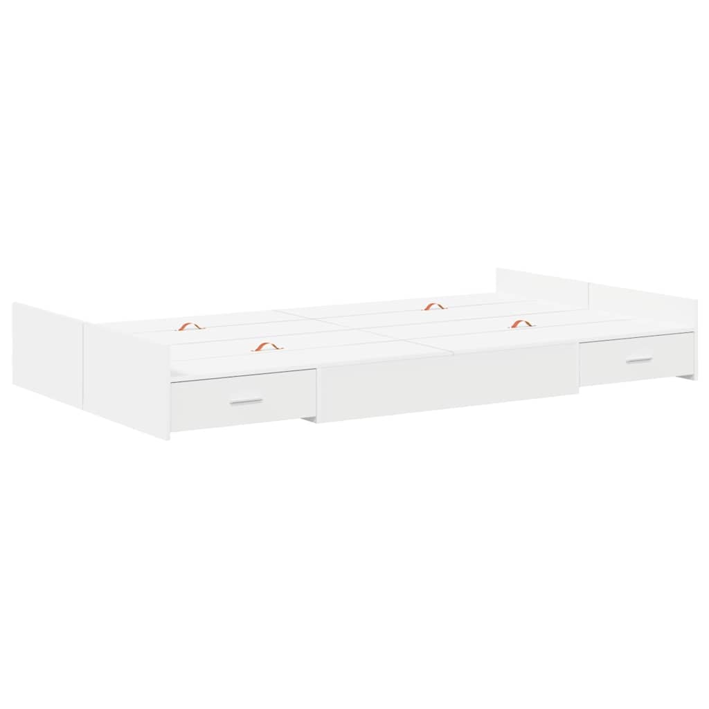 Seng med opbevaring Hvid 120 x 190 cm Konstrueret træ