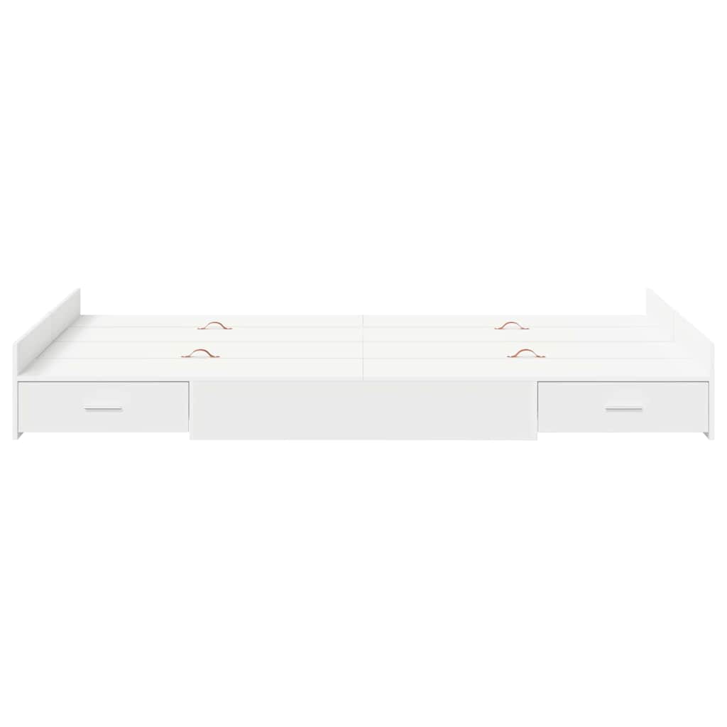 Seng med opbevaring Hvid 120 x 190 cm Konstrueret træ