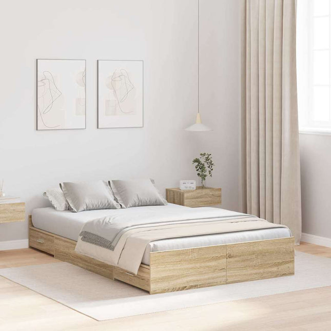 Seng med opbevaring Sonoma eg 120 x 190 cm Konstrueret træ