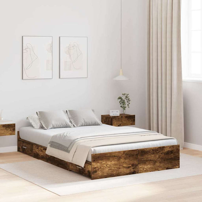 Seng med opbevaring Røget eg 120 x 190 cm Konstrueret træ