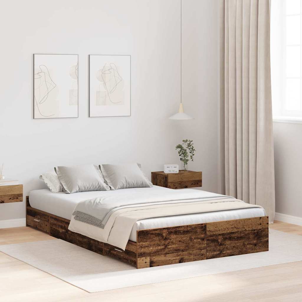 Seng med opbevaring Gammelt træ 120 x 190 cm Konstrueret træ