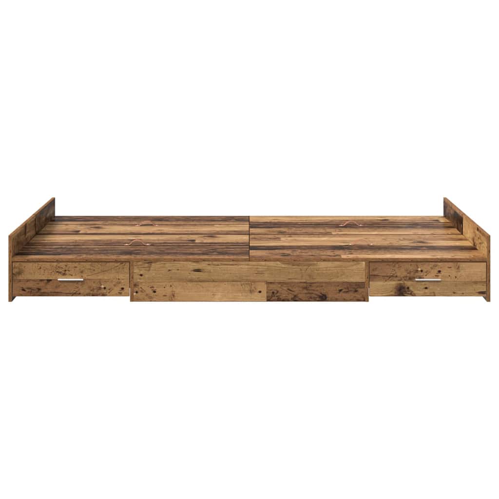 Seng med opbevaring Gammelt træ 120 x 190 cm Konstrueret træ