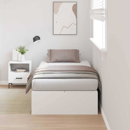 Seng med opbevaring med dør Hvid 80 x 200 cm Konstrueret træ