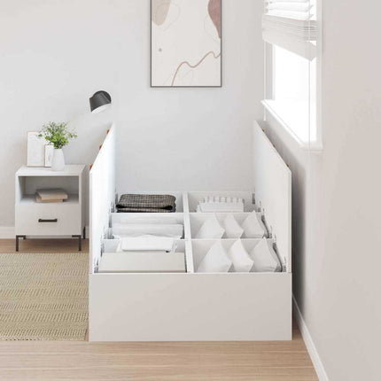 Seng med opbevaring med dør Hvid 80 x 200 cm Konstrueret træ