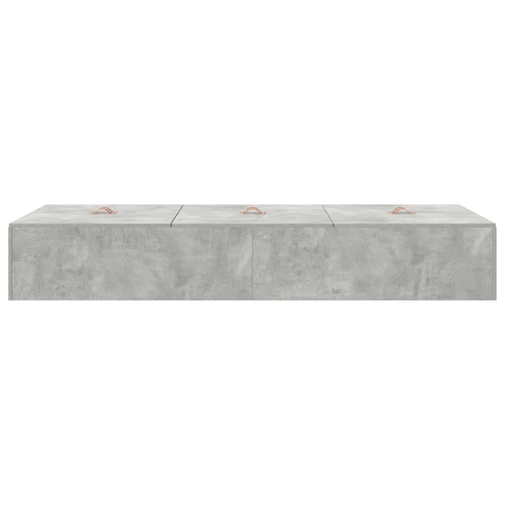 Seng med opbevaring Beton Grå 80 x 200 cm Konstrueret træ