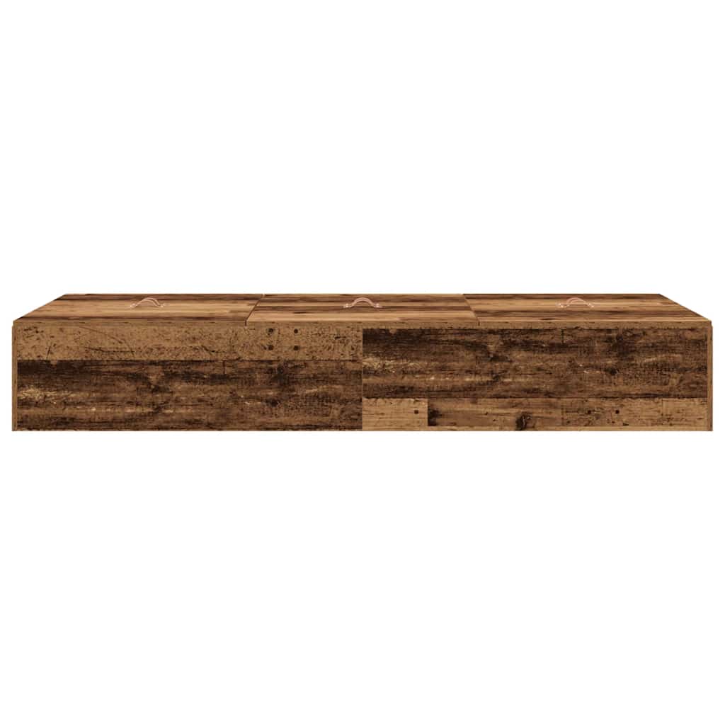 Seng med opbevaring Gammelt træ 80 x 200 cm Konstrueret træ