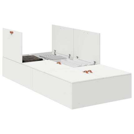 Seng med opbevaring Hvid 90 x 200 cm Konstrueret træ